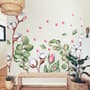 White Cotton Florals with Green Leaf and Pink Rosebud Wall Decal Sticker