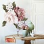 Pink Rose Red Peony Floral Bouqet Wall Decal Sticker