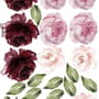 Watercolor Red Pink Peony Floral Wall Decal Sticker