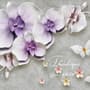 3D Embossed Look Purple Orchids Wallpaper Mural