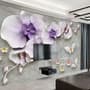 3D Embossed Look Purple Orchids Wallpaper Mural