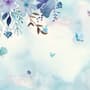 Papier peint panoramique bleu violet avec petit papillon