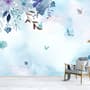 Papier peint panoramique bleu violet avec petit papillon