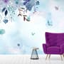 Papier peint panoramique bleu violet avec petit papillon