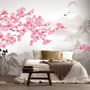 Cherry Blossom with Mountain Landscape Wallpaper Mural