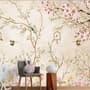 Papier peint fleurs chinoises douces petits oiseaux