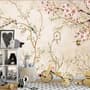 Papier peint fleurs chinoises douces petits oiseaux