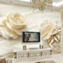 Cream Rose Floral with Water Pattern Wallpaper Mural
