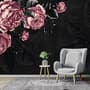 Dark Floral Peony Flower Drawing Wallpaper Mural