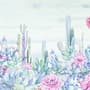 Vintage Hortensienblumen und Kakteen Fototapete