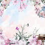 Watercolor Pink Floral Garden Wallpaper Mural