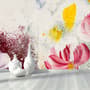 Pink Red Acyrlic Floral Bouqet Wallpaper Mural