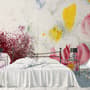 Pink Red Acyrlic Floral Bouqet Wallpaper Mural
