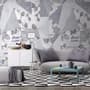 Rose Floral with Geometric Pattern Wallpaper Mural