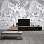 Rose Floral with Geometric Pattern Wallpaper Mural