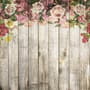 Vintage Floral with Wood Wall Wallpaper Mural