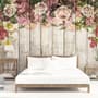 Vintage Floral with Wood Wall Wallpaper Mural