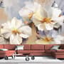 Oil Painting White Floral Wallpaper Mural