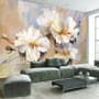 Oil Painting White Floral Wallpaper Mural