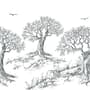Papier peint panoramique dessin d’arbres au fusain