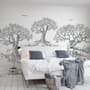 Papier peint panoramique dessin d’arbres au fusain