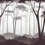 Monochrome Brown Forest and Tree Silhouette Wallpaper Mural
