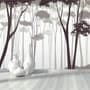 Monochrome Brown Forest and Tree Silhouette Wallpaper Mural