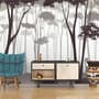 Monochrome Brown Forest and Tree Silhouette Wallpaper Mural
