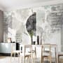 Papier peint panoramique avec motifs géométriques et floraux