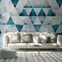 Geometric Blue Trigon Pattern Wallpaper Mural