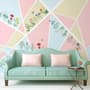 Flowery with Geometric Shapes Wallpaper Mural