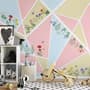 Flowery with Geometric Shapes Wallpaper Mural