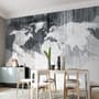 Monochrome Polygonal World Map with Abstract Lines Wallpaper Mural