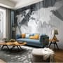 Monochrome Polygonal World Map with Abstract Lines Wallpaper Mural