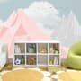 Pink Gray Polygonal Mountain Wallpaper Mural