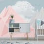 Pink Gray Polygonal Mountain Wallpaper Mural