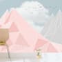 Pink Gray Polygonal Mountain Wallpaper Mural