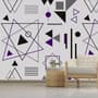 Purple Black Geometric Shapes Wallpaper Mural