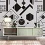 Black White Geometric Shapes Wallpaper Mural