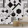 Black White Geometric Shapes Wallpaper Mural