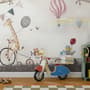 Vintage Hot Air Balloon and Rainbow Wallpaper Mural