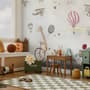 Vintage Hot Air Balloon and Rainbow Wallpaper Mural