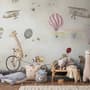 Vintage Hot Air Balloon and Rainbow Wallpaper Mural