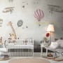 Vintage Hot Air Balloon and Rainbow Wallpaper Mural