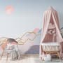 Colorful Mountain with Pink Sun Wallpaper Mural