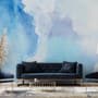 Papier peint panoramique bleu aquarelle
