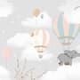 Kinder Fototapete mit Heißluftballons und Elefant