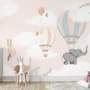 Kinder Fototapete mit Heißluftballons und Elefant