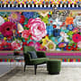 Bohemian Floral Wallpaper with Peony Dianthus Violet Wallpaper Mural