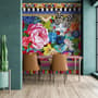 Bohemian Floral Wallpaper with Peony Dianthus Violet Wallpaper Mural